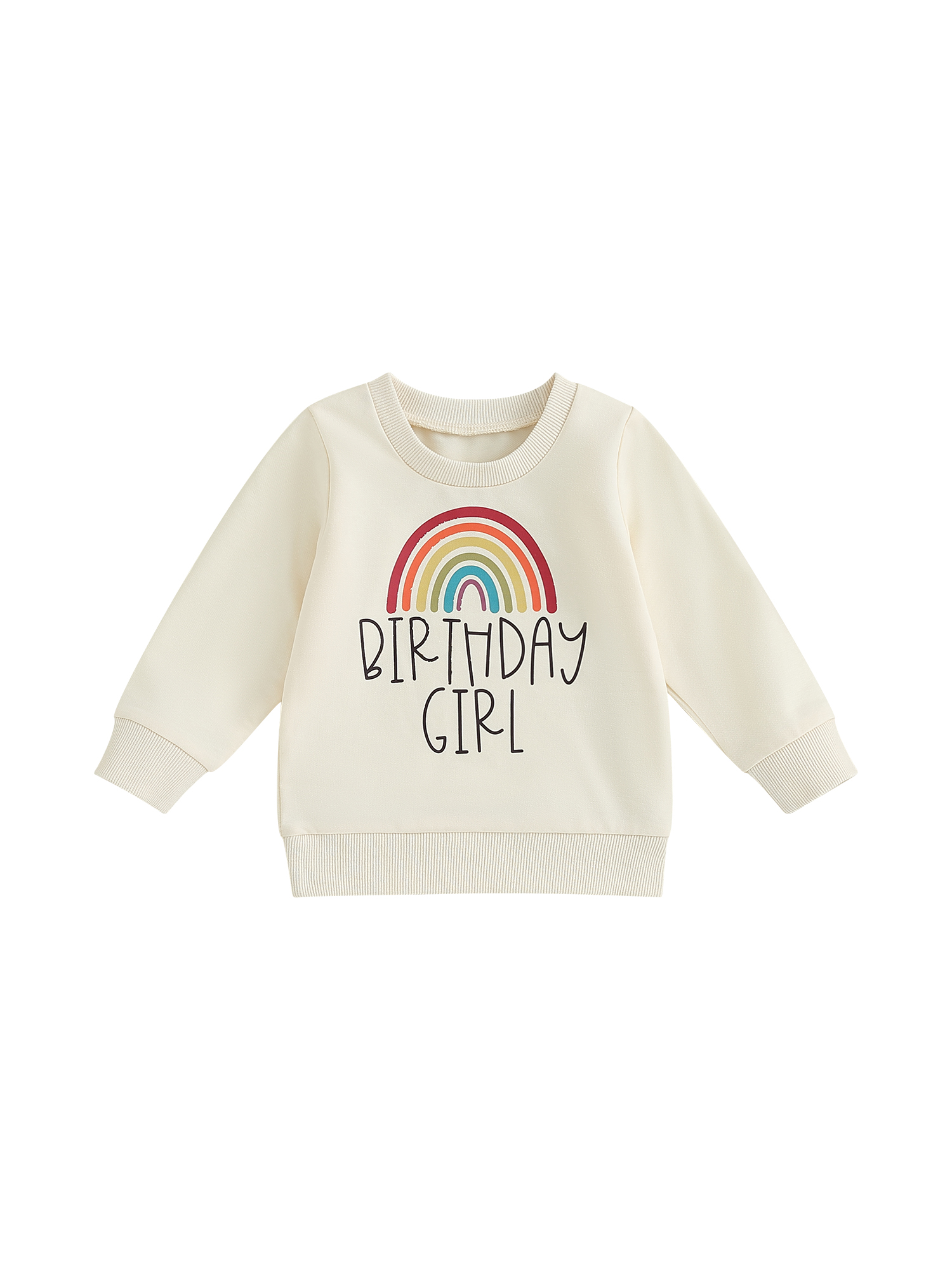 Toddler Baby Girl Birthday Sweatshirt Long Sleeve Rainbow Print Pullover 6M 12M 18M 24M 3T 4T 5T Kids Fall Loose Tee Tops